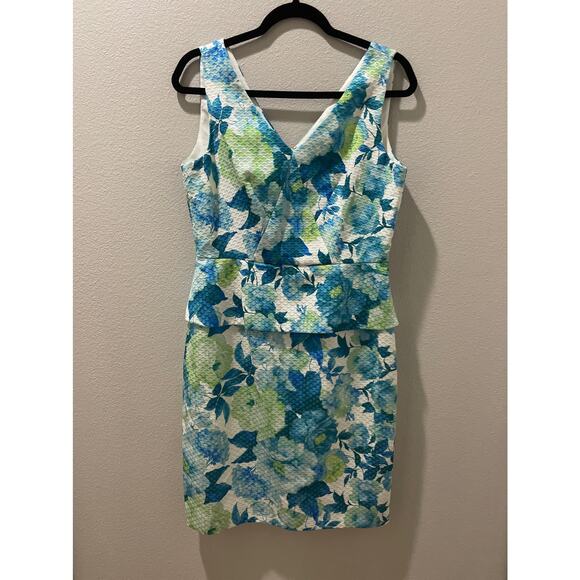 ANTONIO MELANI Sleeveless Floral Peplum Dress Size 8 - Picture 2 of 10